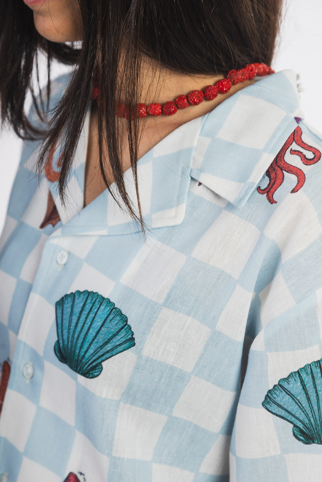 Chequered Blue Linen Shirt